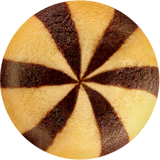 Latar 4 Chocolate — a swirled shortbread biscuit, chocolate filled